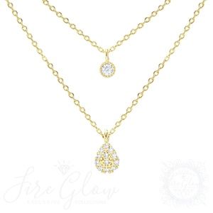 18K Gold Dipped Two Cute Layered Charm Necklace